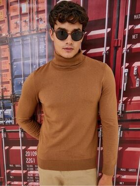 Koton Men’s Slim Fit Cotton Blend Turtleneck Knit Sweater Long Sleeve Size Large